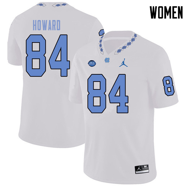 Jordan Brand Women #84 Bug Howard North Carolina Tar Heels College Football Jerseys Sale-White